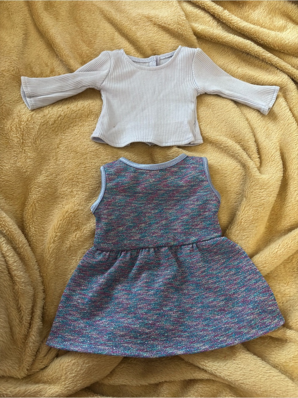 Retired American girl purple undershirt and sleeveless dress